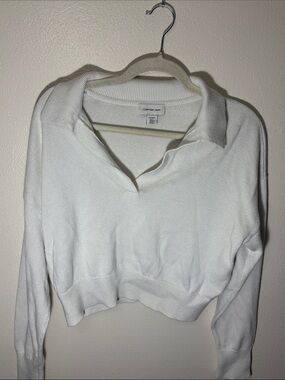 Calvin Klein White Cropped Knit Sweater
